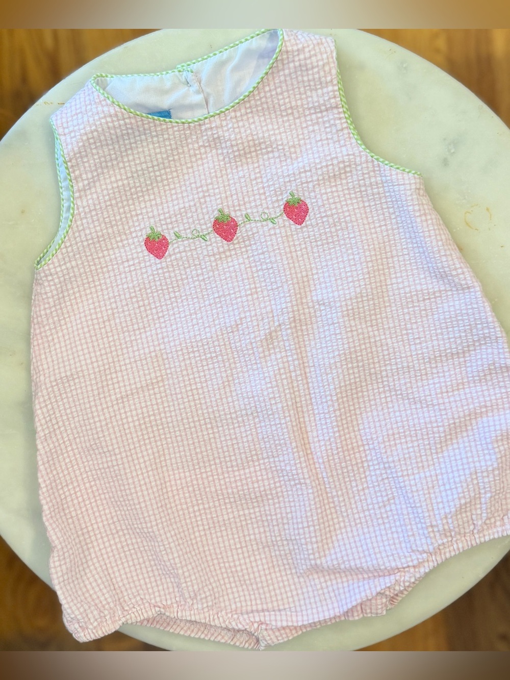 18m Anavini Strawberry Bubble Romper Gingham